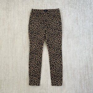 J. Crew Factory 9" High Rise Button Fly Skinny Jeans 27 Animal Leopard Print